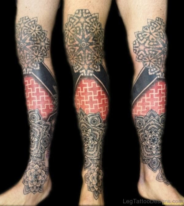 Red And Black Mandala Tattoo