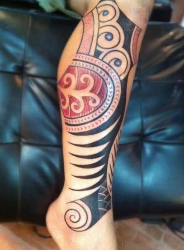 Red And Black Tribal Tattoo