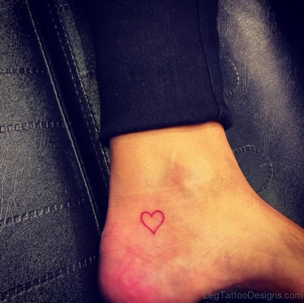 Red Ankle Heart Tattoo