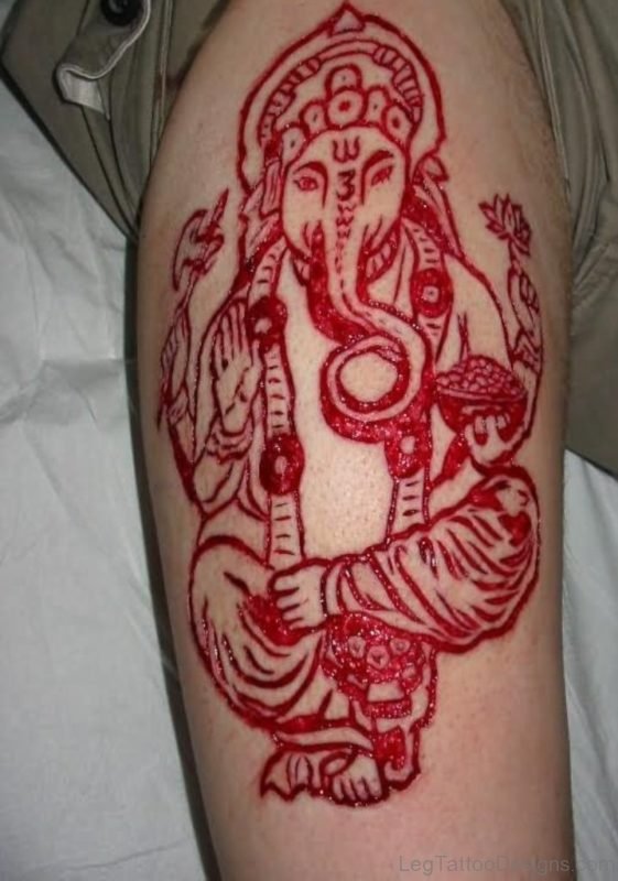 Red Ink Ganesha Tattoo