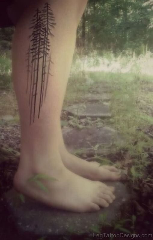 Right Leg Tree Tattoo
