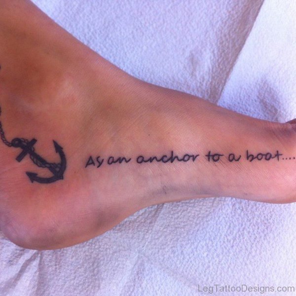 Rope Anchor n Wording Tattoo On Foot