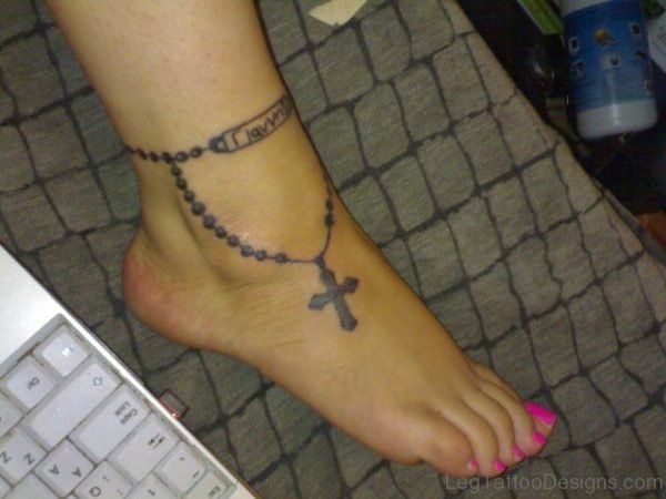 Rosary Tattoo On Foot 