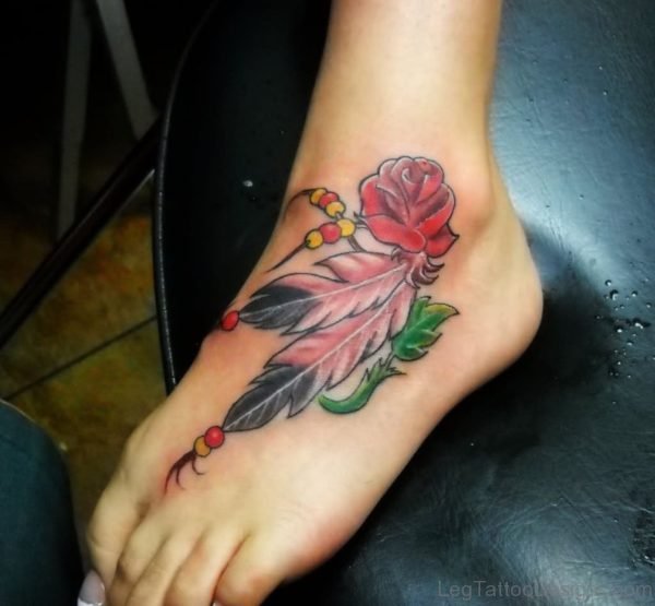 Rose And Feather Tattoo