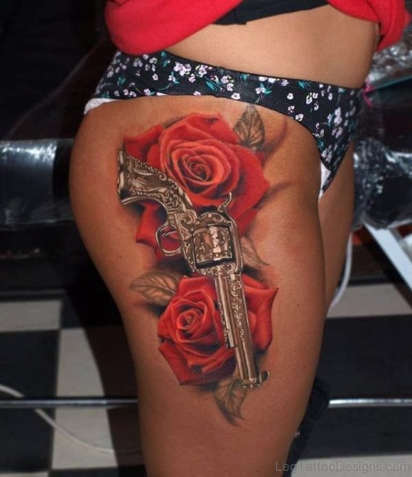 Rose And Gun Tattoo