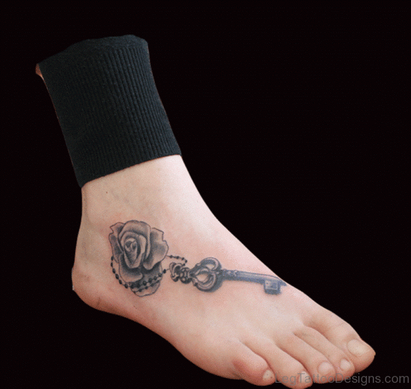 Rose And Key Tattoo