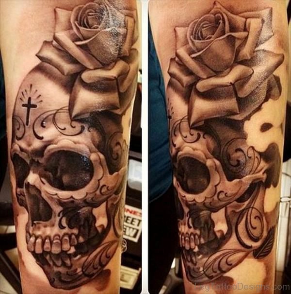 Rose And Skull Tattoo Image