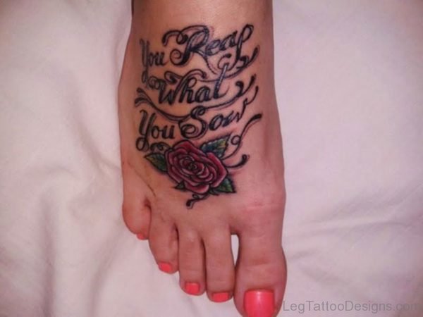 Rose And Wording Tattoo