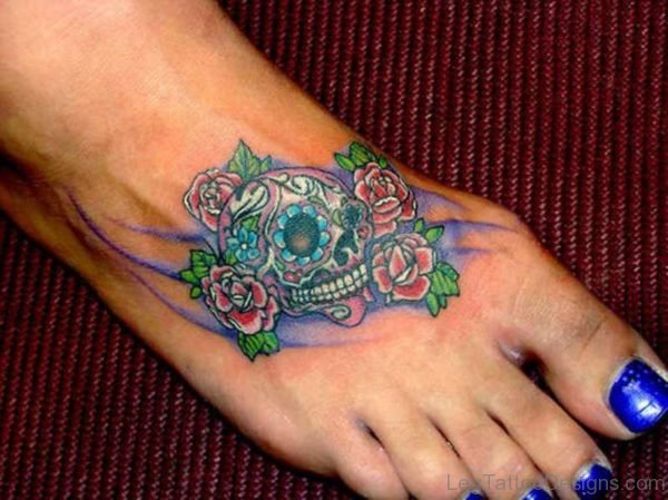 Rose Flower And Skull Tattoo