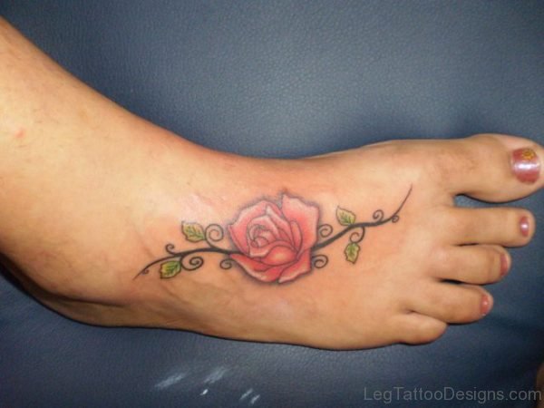 Rose Tattoo On Foot 