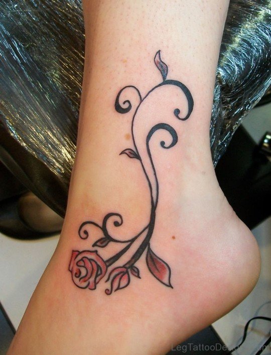 Rose Tattoo On Foot