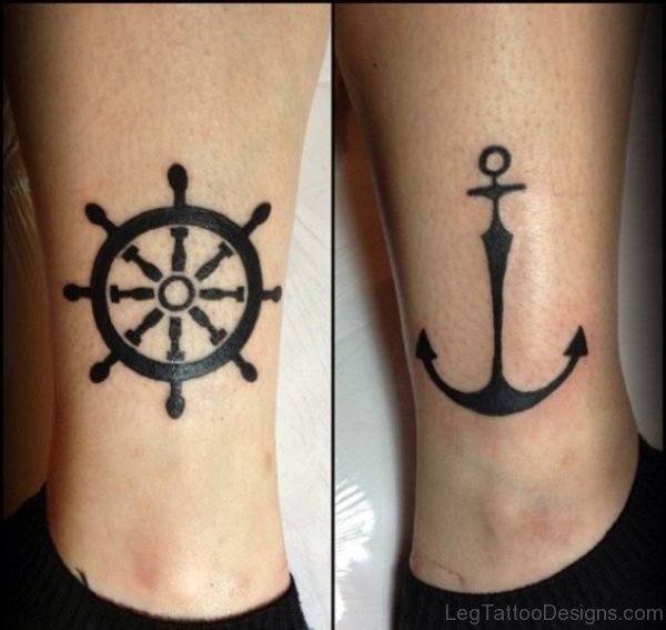 Sailor Wheel With Anchor Tattoo