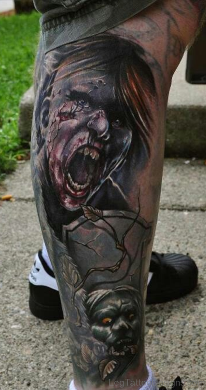 Shouting Zombie Tattoo