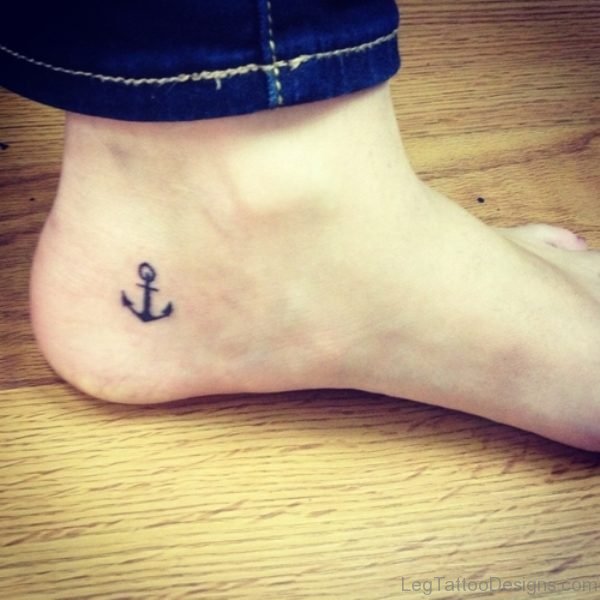 Simple Anchor Tattoo On Ankle