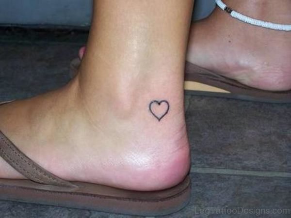Simple Ankle Heart Tattoo