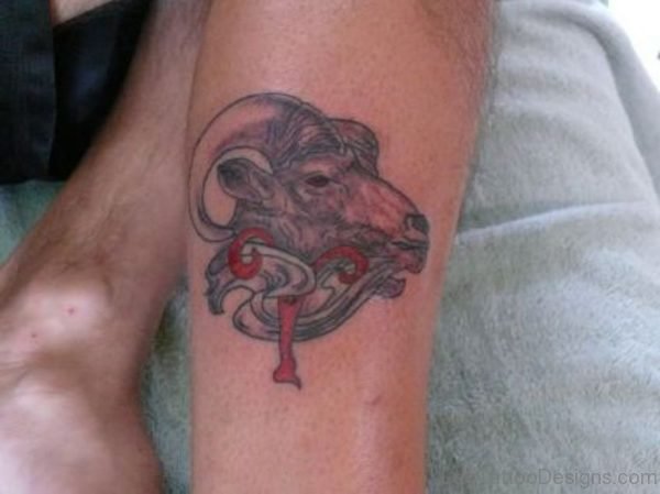 Simple Aries Leg Tattoo