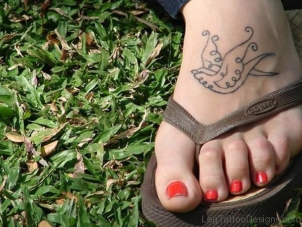 Simple Bird Tattoo On Foot