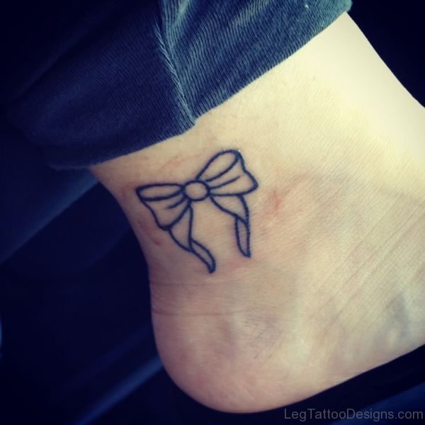 Simple Bow Tattoo On Ankle