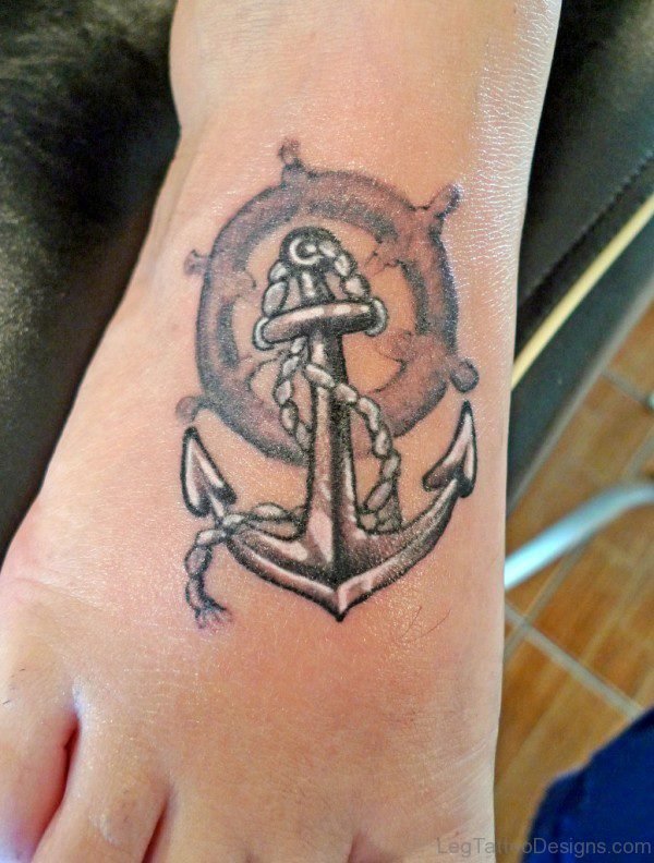 Simple Brown Anchor Tattoo