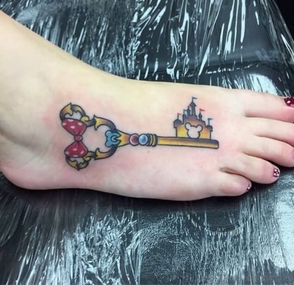 Simple Colorful Disney Key Tattoo