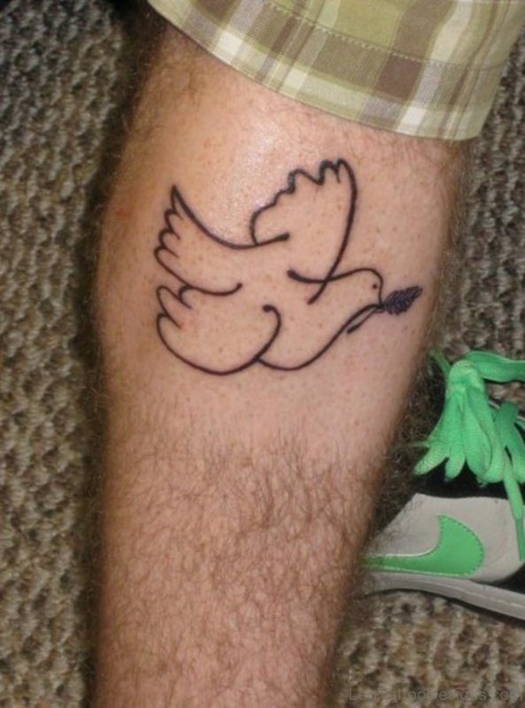 Simple Dove Tattoo On Leg