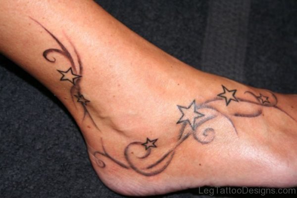 Simple Stars Tattoo On Foot