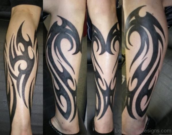 Simple Tribal Tattoo On Leg