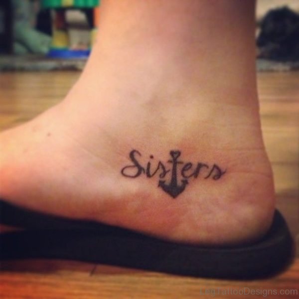 Sister Anchor Tattoo On Ankle