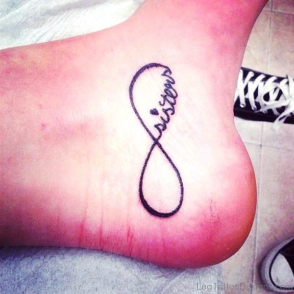 Sister Infinity Tattoo On Foot
