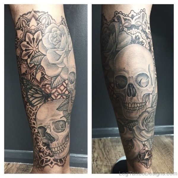 Skull And Rose Tattoo