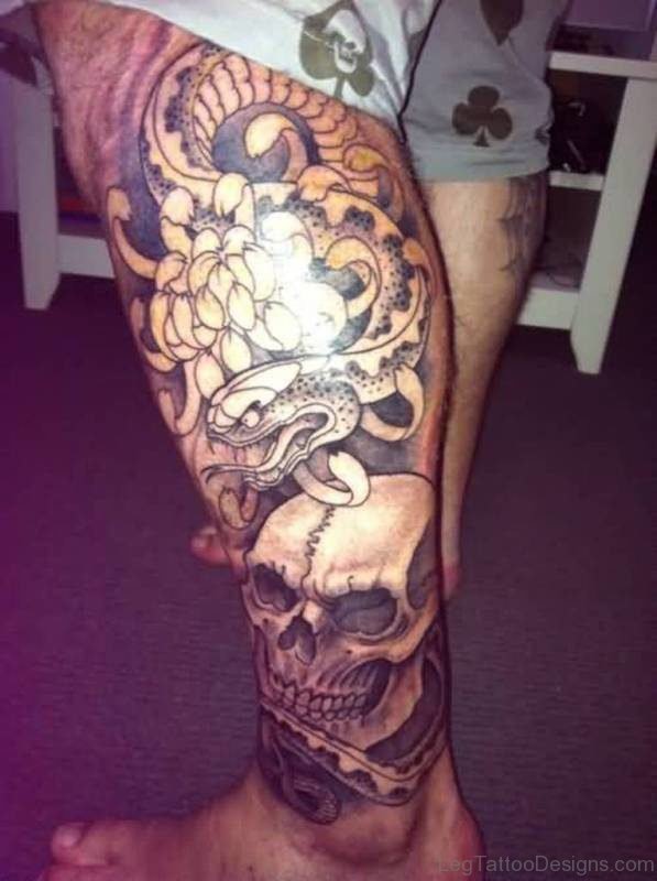 Skull And Snake Tattoo