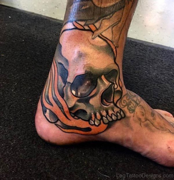 Skull Tattoo Design On Foot