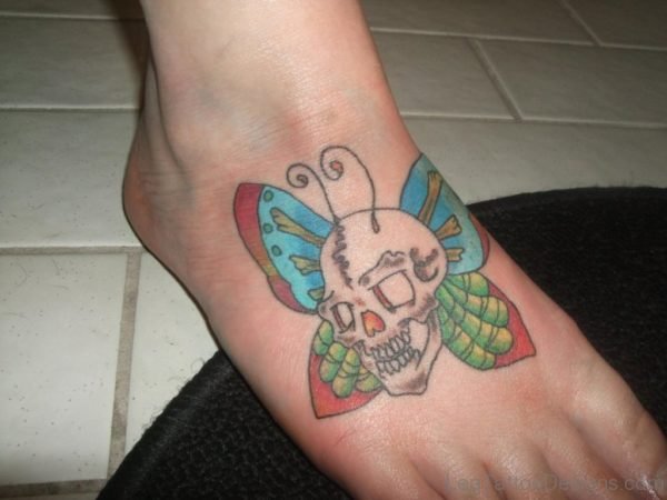 Skull Tattoo On Foot