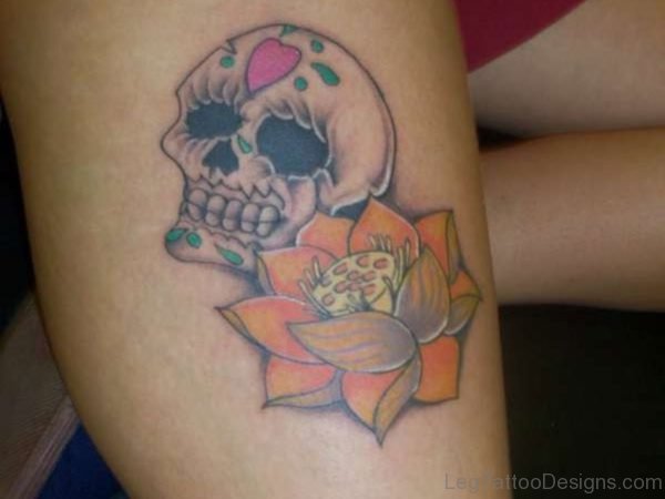 Skull Tattoo On Leg 