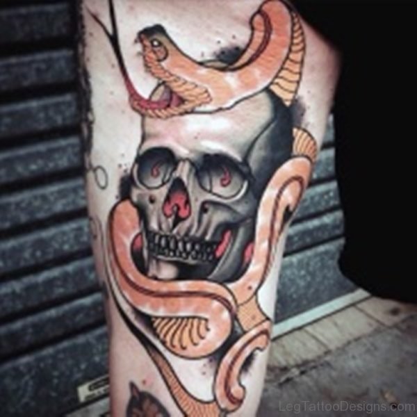 Skull With Snake Tattoo