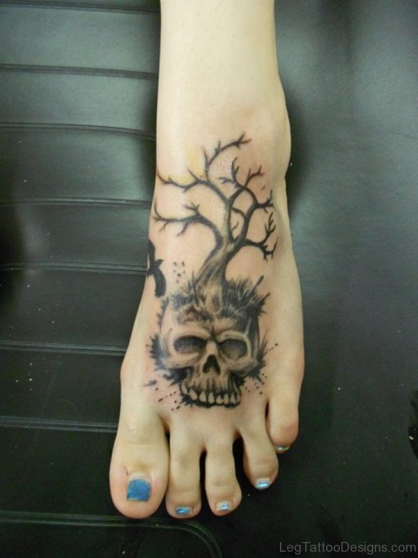 Skull and Tree Tattoo
