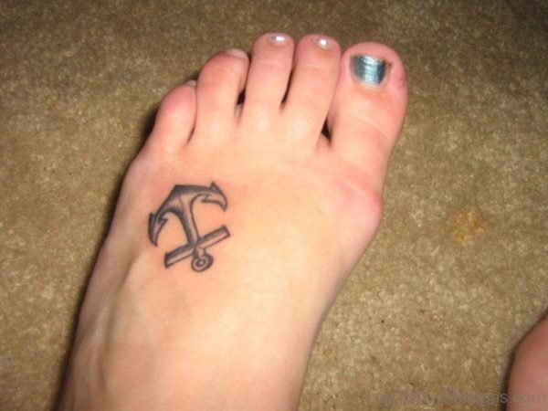 Small Anchor Tattoo On Foot