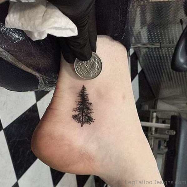 Small Tree Foot Tattoo