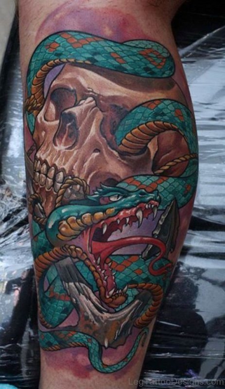 Snake And Skull Tattoo 1