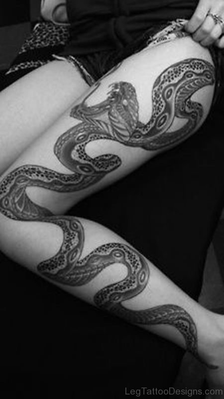Snake Tattoo On Thigh