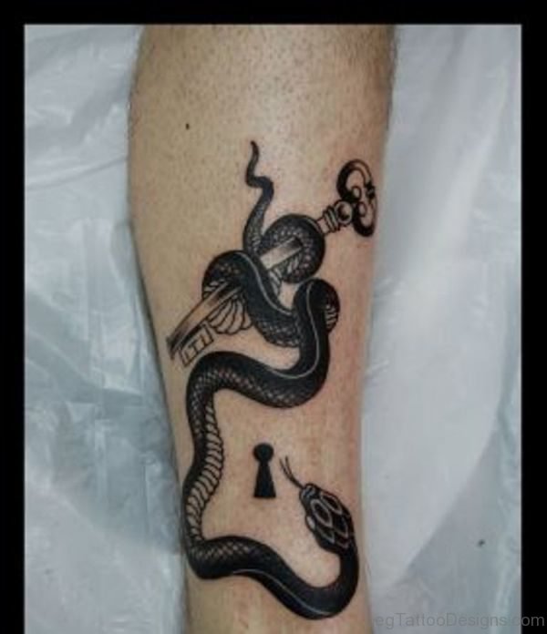 Snake With Key Tattoo
