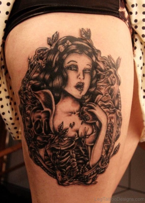 Snow White Tattoo Design On Thigh