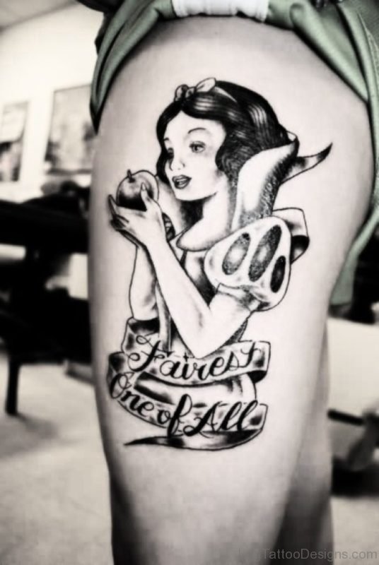 Snow White Tattoo On Thigh
