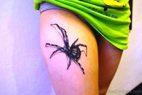 Spider Tattoo Design On Thigh