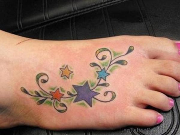 Star Tattoo Design On Foot 