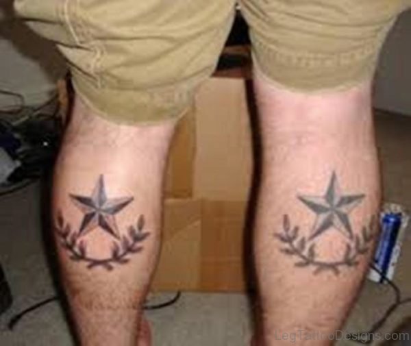 Star Tattoo Design On Leg