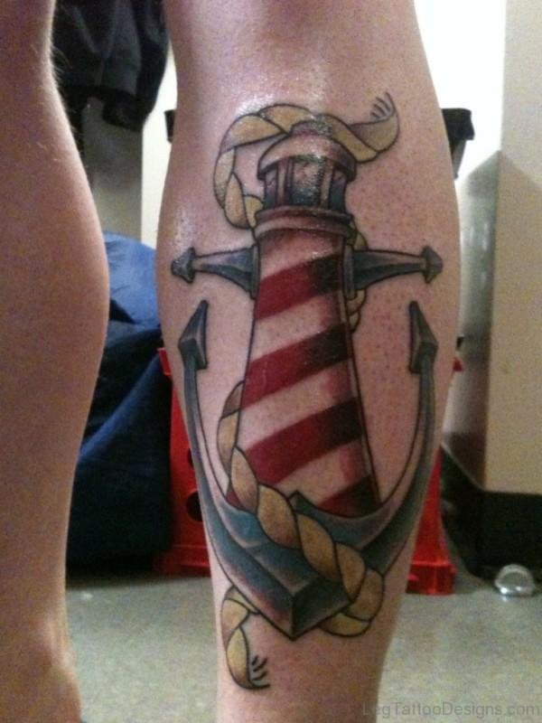 Stunning Anchor Tattoo On Leg