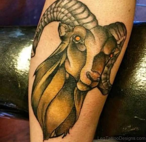 Stunning Aries Tattoo On Leg