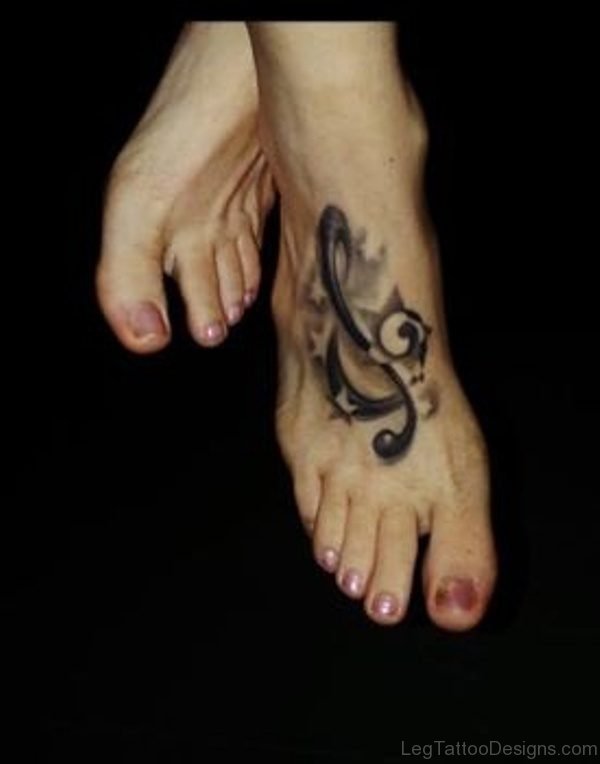 Stunning Musical Note Tattoo On Foot 