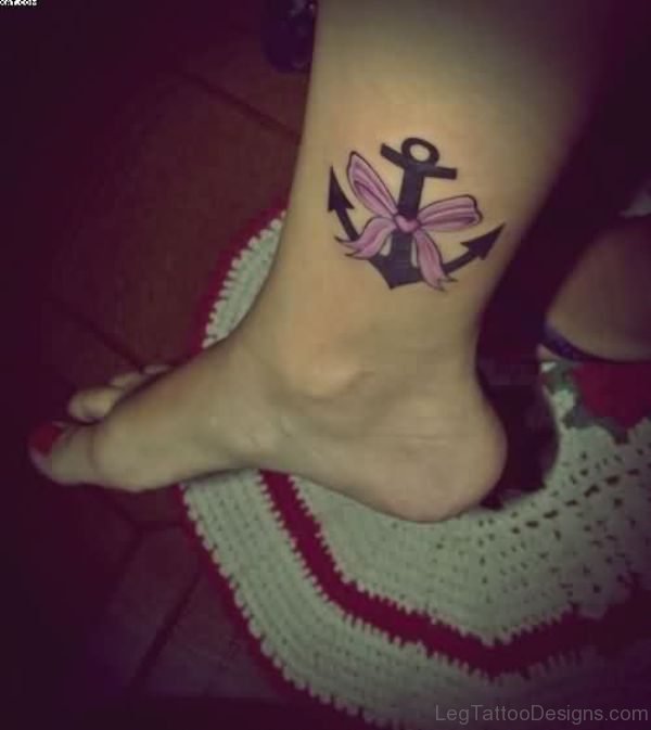 Stylish Anchor Tattoo On Ankle